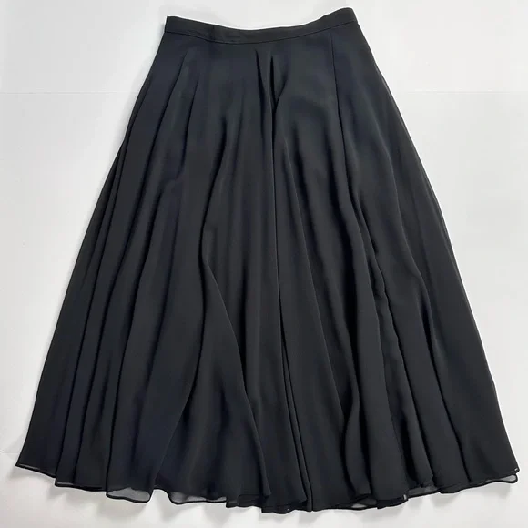 Vintage A.J. Bari by Kay Unger Chiffon Midi Skirt Black 6 S/XS Made in Korea - Picture 5 of 9